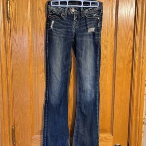 Silver Jeans Co. Low Rise Dark Blue Tuesday Boot Cut Jeans